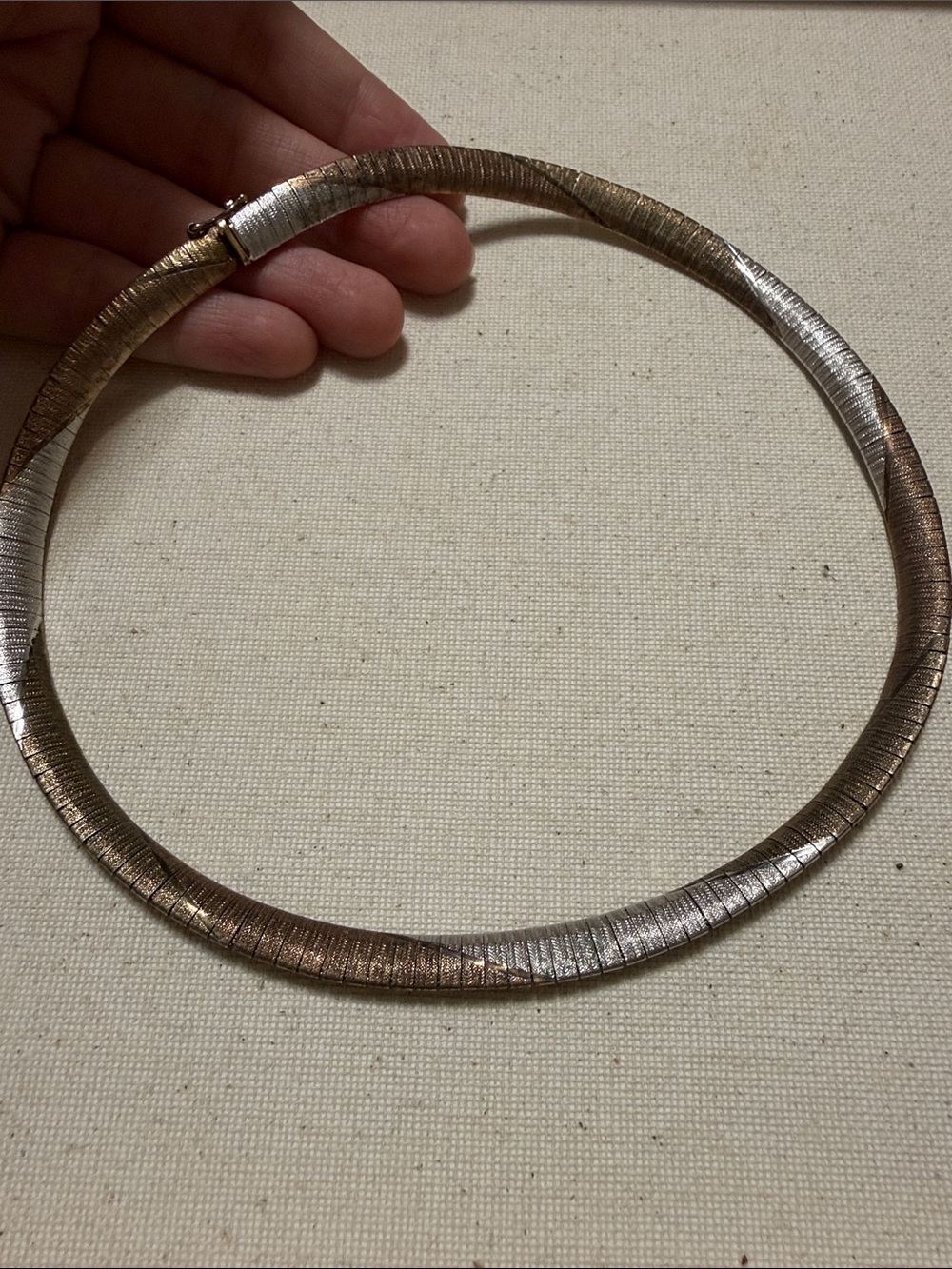 Sterling Silver 925 Textured Collar Necklace 15.5’ in